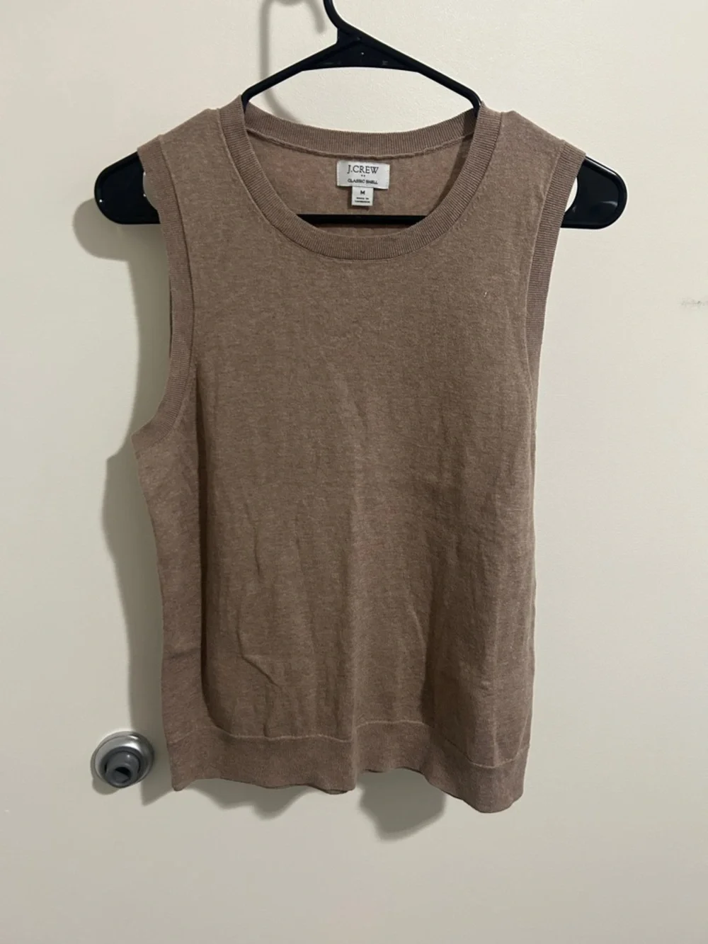 J. Crew Sleeveless Knit Top in Taupe Light Brown Tank Sweater 100% Cotton